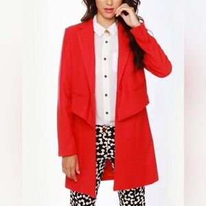 NWT BB Dakota Felt coat Rynn Coral Red mid length new with tags jacket outerwear